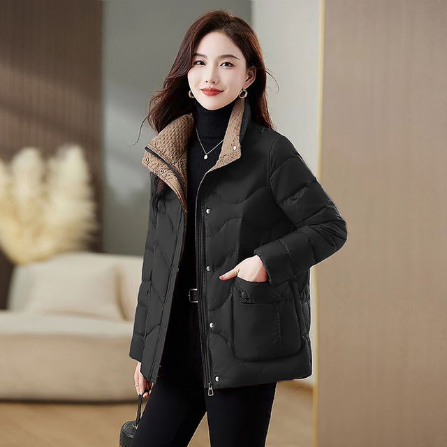 Short coat for women 2025 winter new cotton jacket fashionable lightweight cotton coat loose slimming red down cotton coat