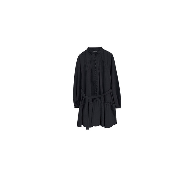 VOGANA Cannes home large size women's clothing French elegant loose slim waist-hugging ruffled mid-length dress
