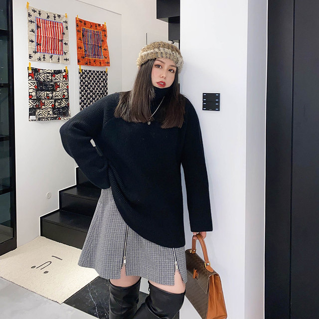 vogana Cannes home large size original irregular zipper skirt thickened warm waffle A-line skirt