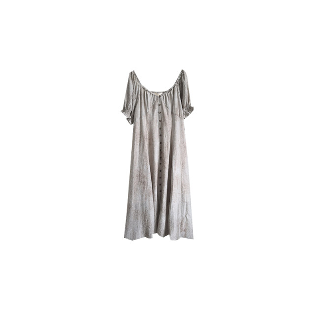 vogana Cannes home large size original French afternoon tea skirt for women's summer large v-neck waist A-line slim dress