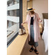 Vogana Cannes Family Large -size Hanfeng casual print mid -length shirt loose long -sleeved sunscreen air -conditioned shirt jacket