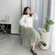 vogana Cannes home large size original age-reducing wood earrings princess dress retro print pleated lace skirt
