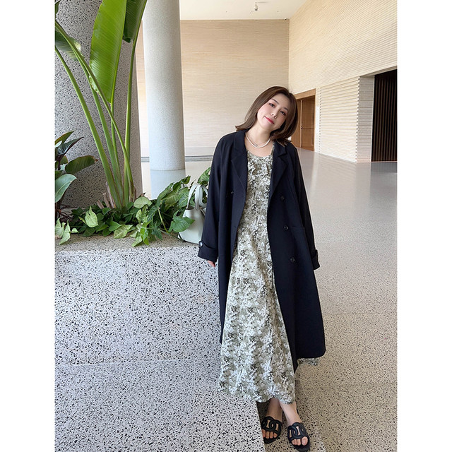 vogana Cannes plus size original temperament age-reducing lotus leaf collar floral long skirt loose slimming waist dress