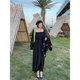 vogana Cannes home large size original French temperament Simake tight waist slimming neck A-line dress