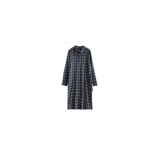 
Korean girl temperament casual brushed warm retro plaid waist A-line dress