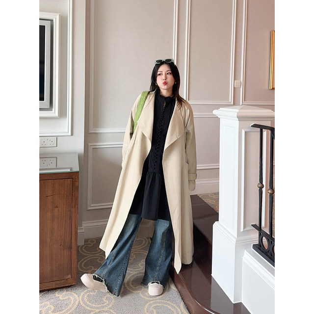 VOGANA Cannes home large size women's clothing French elegant loose slim waist-hugging ruffled mid-length dress