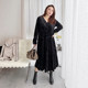 Vogana Cannes Family Large -size Original French Vocal Vull velvet Mid -long skirt temperament, waist high waist A -line dress
