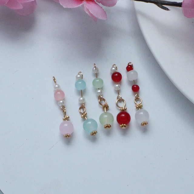 
Pearl tassel semi-finished chain handmade water drop accessories earrings ball fan headdress beaded pendant DIY accessories