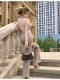Dfzbstore Light mature woman showed chest, waist deep V knitted vest/lengthened and extended elastic suit pants
