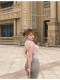 Dfzbstore Light mature woman showed chest, waist deep V knitted vest/lengthened and extended elastic suit pants
