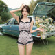 Yimeishan one-piece swimsuit for women in hot spring 2025 new style, high-end, conservative, pure, lace three-angle fake
