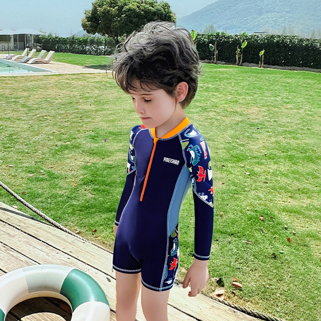 Yimeishan children's swimsuit boys 2025 new one-piece long-sleeved children's swimming beach special sun protection hot spring