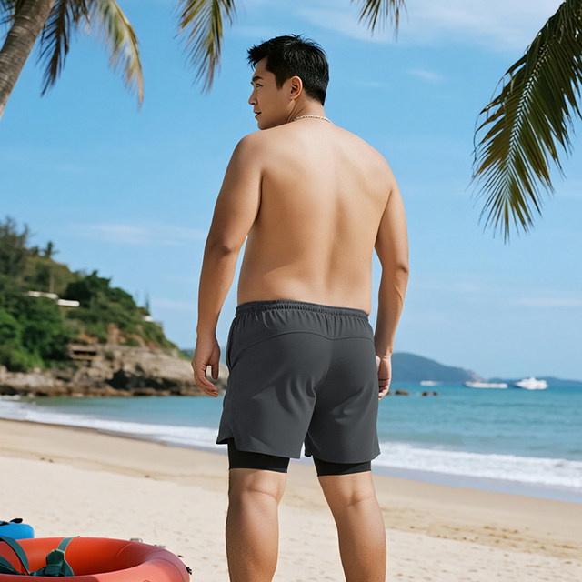 Yimeishan swimming trunks men's large size anti-embarrassing can lower horizontal angle 2025 new adult quick-drying swimming trousers for swimming