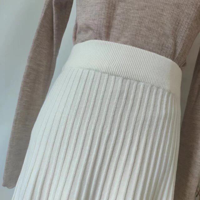 2023 Autumn and Winter New High Waist Skirt Solid Color Swing Skirt A-Line Pleated Mid-Length Korean Style Long Skirt for Women
