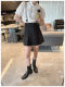 Spring and summer Korean new model of strap A-type pleated skirt skirt short skirt women's mini skirt A-line skirt slim black