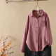 Japanese Mori Women's New Cartoon Embroidered Cherry Lace Hollow Pocket Women's Long Sleeve Shirt Trendy