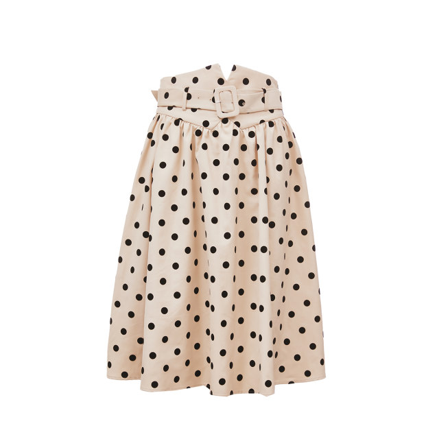 T-zawa Aichi Vero Moda skirt 25 spring and summer new sweet retro high waist polka dot A umbrella skirt fashion
