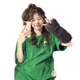 Summer new Korean version of American advanced cotton round neck versatile fashion green short sleeve top
