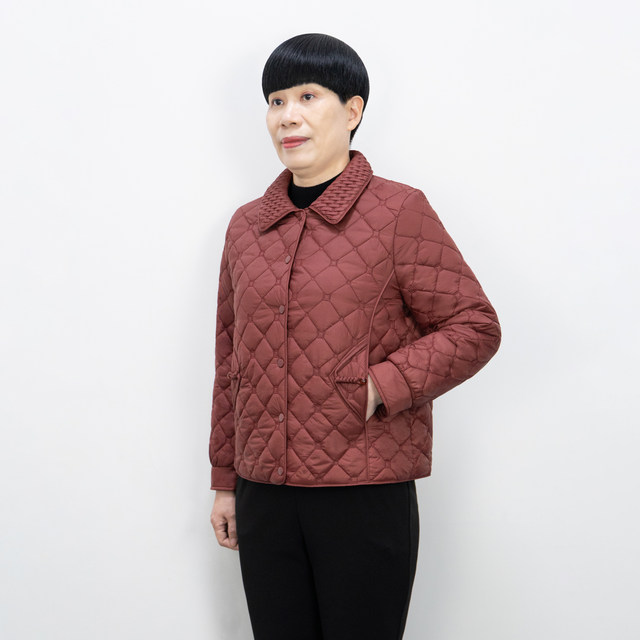 Mother's jacket in her 50s autumn and winter jacket fashionable casual solid color 2025 middle-aged women's jacket cotton thin loose