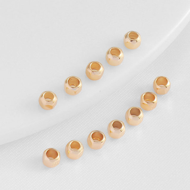 14k gold-filled accessories, color-preserving, corner-cut polygonal 4mm beads, handmade materials, jewelry accessories, diy loose beads, 50 pieces