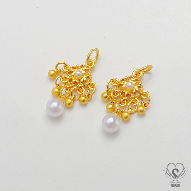 18K matte gold-filled gold-protected zircon butterfly barrel bead bud earrings diy handmade jewelry earrings tassel pendant