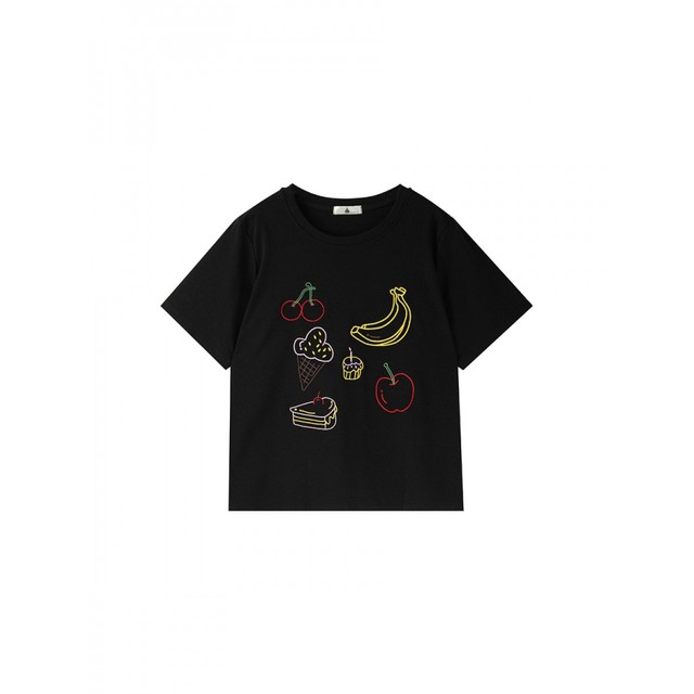 2025 Spring New Fat Sister 200Jin [Jin equals 0.5 kg] Large Size Fashion Embroidered Round Neck Short Sleeve T-shirt Loose White Black Trendy