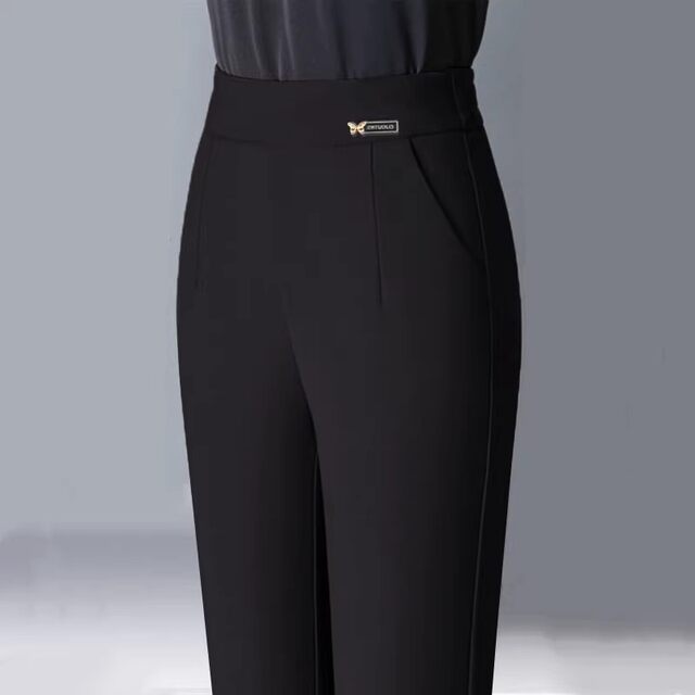 Black imitation suit pants for women in spring and summer thin 2025 new Harlan straight large size nine-point small cigarette pants trendy