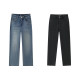 [Senrou Denim] Senma jeans women's high-end cropped pants small 2025 autumn bristle straight-leg pants trendy