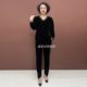 New Chinese style Chinese style velvet two-piece set for autumn new 200Jin [Jin equals 0.5 kg] Large size embroidered V-neck top and pants set
