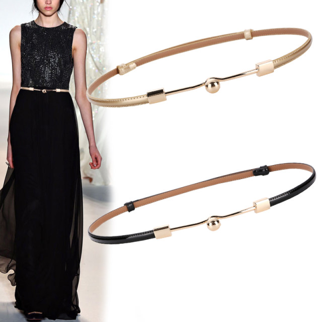 Simple skirt, thin belt, women's decorative dress, genuine leather, Korean style, versatile fashion, women's cowhide, thin belt, women's style