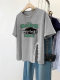 American short-sleeved T-shirt for women fat mm large size retro irregular slit best friend wear ins belly-covering front shoulder summer top
