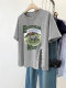 American short-sleeved T-shirt for women fat mm large size retro irregular slit best friend wear ins belly-covering front shoulder summer top
