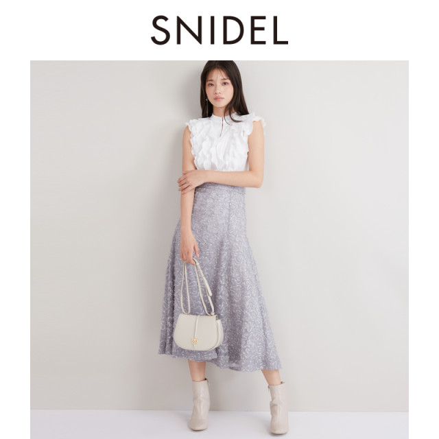 SNIDEL autumn and winter sweet high-waisted tulle embroidered jacquard A-line skirt SWFS244027