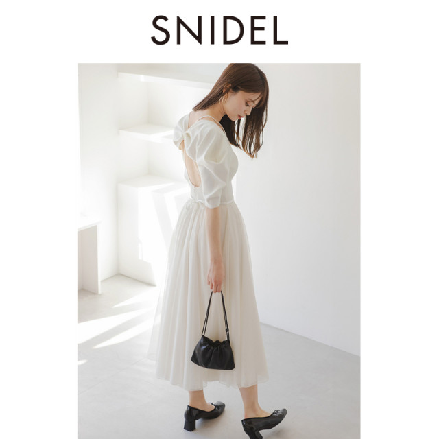 SNIDEL2025 spring and summer new product Chacott jointly established backless knitted tulle dress SWNO251056