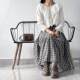 Sweet and age-reducing Japanese retro loose cotton literary plaid skirt A-line mid-length large hem skirt