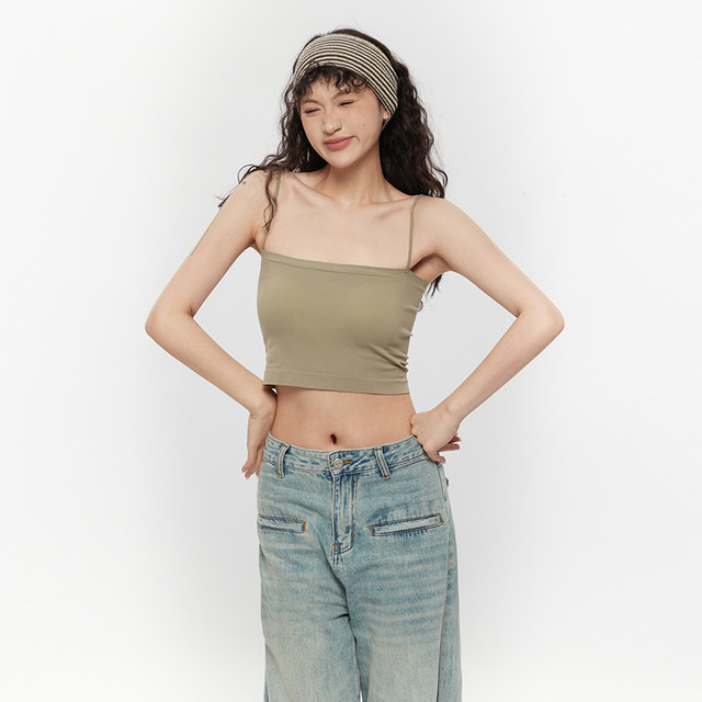 Airhood anti -free light, no trace strap vest, beauty back, fixing chest pad, bottoming hot girl tube top top
