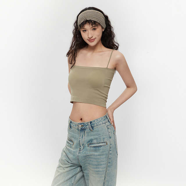 Airhood anti -free light, no trace strap vest, beauty back, fixing chest pad, bottoming hot girl tube top top
