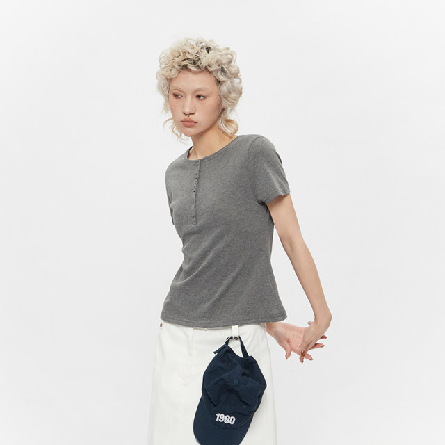 Airhood Henry Leading Dedgun Simple Simple Short -sleeved T -shirt Female 2025 Summer Short Bottom Positive Shop

