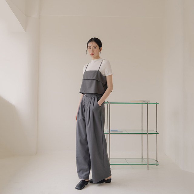 QUEENSHOP 2025 Autumn and Winter Women's Letty Short Shoulder Suit Blouse Vest - Gray 01098988