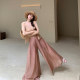 Tongse pine smoke pants cool summer skyline high waist wide-leg pants women's loose casual pants trousers