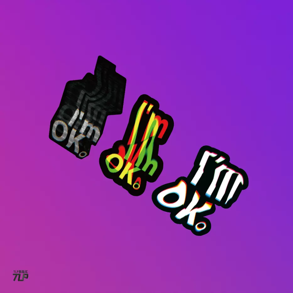 Tlp反光车贴白日梦系列故障扭曲梦幻英文字体i M Ok