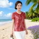 New fashionable middle-aged women's foreign-style tops, thin short-sleeved Taiwanese mesh mom summer clothes, fungus-edged quick-drying T-shirts