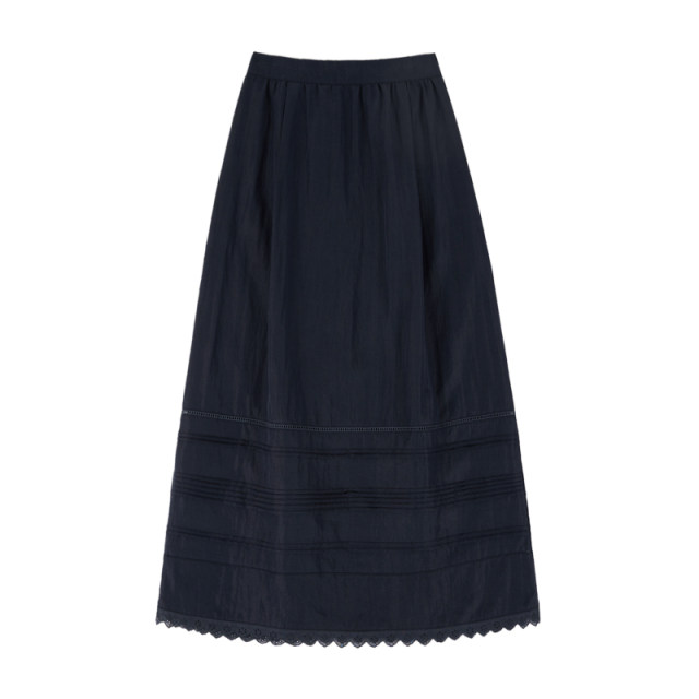 MISAZ may be dating. Retro small pleated A-line high waist. Lace spliced ​​pleated pleated tiny midi skirt.