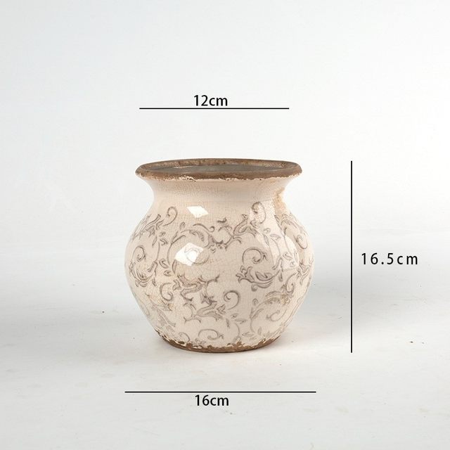 
Central and Northern European succulent ceramic ice-cracked glaze creative green plant pots and plant pots decals retro pastoral home gardening soft decoration