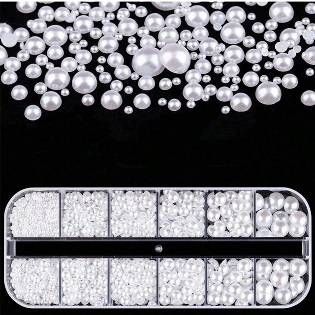 3-10mm mixed flat bottom imitation pearl patch half side diy hairpin hair accessories patch handmade manicure clothing accessories