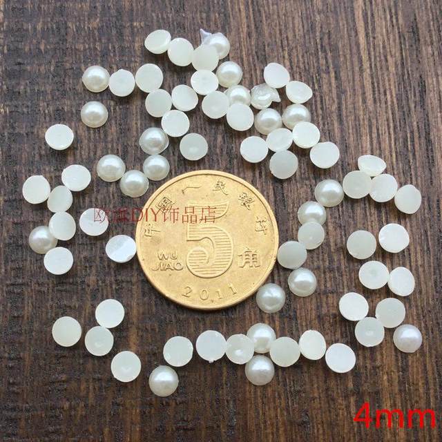 Half -face imitation pearl semi -circular flat -bottomed round bead -white half -face bead paste DIY handmade bow hair jewelry beads