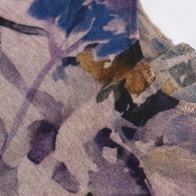 
Fashionable autumn and winter new ink printing thin water-soluble pure cardigan for women's half-high neck long-sleeved base knitted sweater