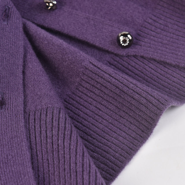 Noble Mom 100 pure wool new Chinese style plate button stand collar knitted cardigan middle-aged and elderly Xi mother-in-law sweater jacket