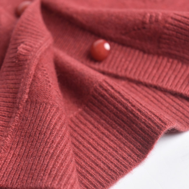 Fashionable mother solid color cashmere sweater women's cardigan autumn and winter thickened large size middle-aged and elderly wool sweater jacket