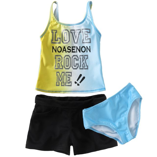 Children and girls middle-aged children's swimsuits students leisure sports split three-piece set surfing hot spring quick-drying beach swimsuit